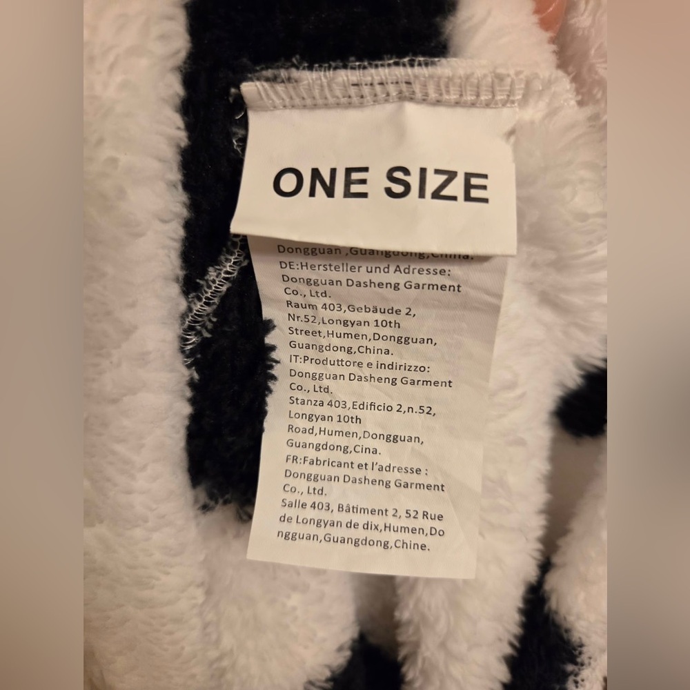 Plush Cow Print Hooded Wearable Pullover Robe/Jammies - Picture 2 of 8